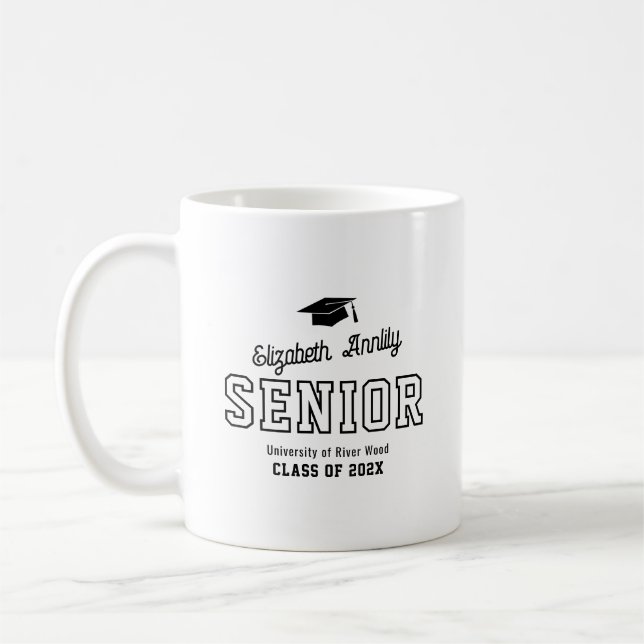 Abschluss-Jahr-Skript-Absolvent höherer Fachschule Kaffeetasse (Links)