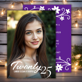 Abschluss Jahr und Foto Lila Abitur Einladung