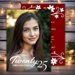 Abschluss Jahr und Foto Maroon Graduation Party Einladung