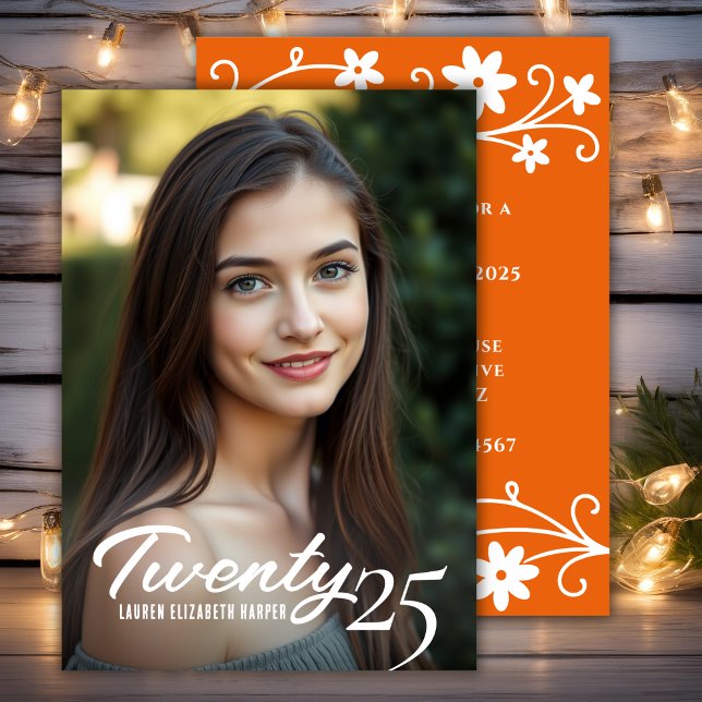 Abschluss Jahr und Foto Orange Graduation Party Einladung (Graduation Year And Photo Orange Graduation Party Invitation)