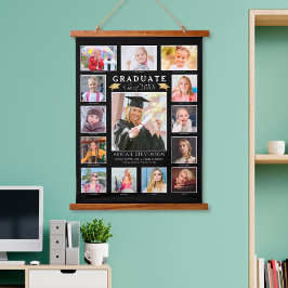 Abschluss K-12 Fotocollage Graduate Keepake Wandteppich Mit Holzrahmen