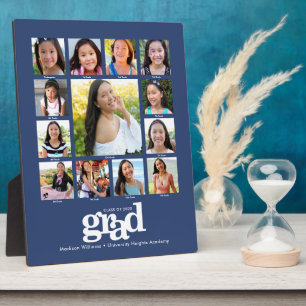 Abschluss K-12 FotoCollage Modernes, feines Blau Fotoplatte