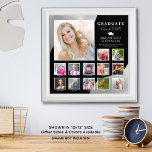 Abschluss K-12 Schwarz-Farbsilber Fotodruck<br><div class="desc">Erstellen Sie einen Abschluss-Foto-Collage-Sake-Druck geeignet für die Framing oder für eine 12x12 Scrapbook-Seite des Absolventen mit Fotos durch die Jahre oder die Klassen K-12. Das Design ist mit Akzenten aus gebürstetem metallischem Silber-Ecke auf Ihrem Farbhintergrund (schwarz dargestellt) ausgestattet. Personalisieren Sie Ihren Absolvent mit dem Namen, dem Abschluss, dem Schulnamen und/oder...</div>
