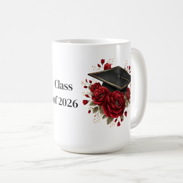 Abschluss-Kaffeetasse mit roten Rosen Kaffeetasse (VorderseiteRechts)
