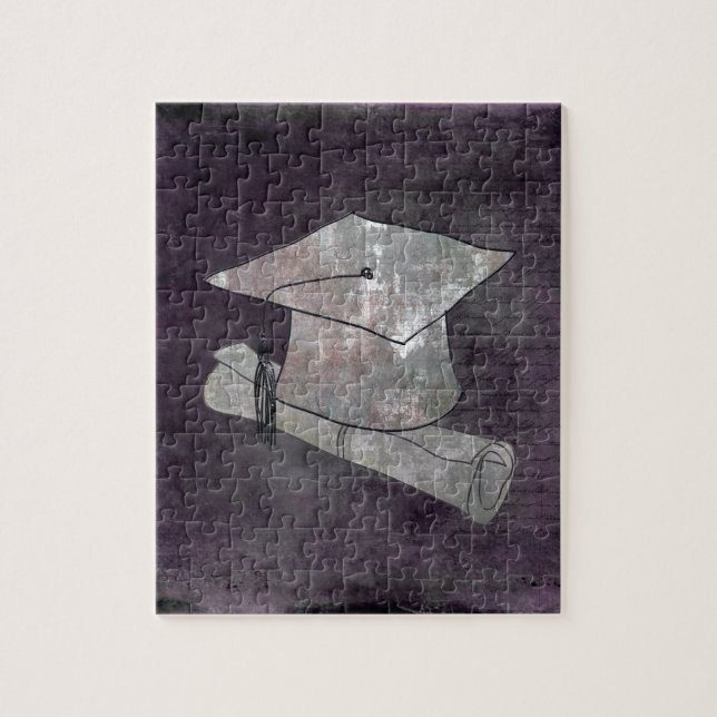 Abschluss-Kappe auf Vintagem Papier mit Schreiben Puzzle (Vertikal)