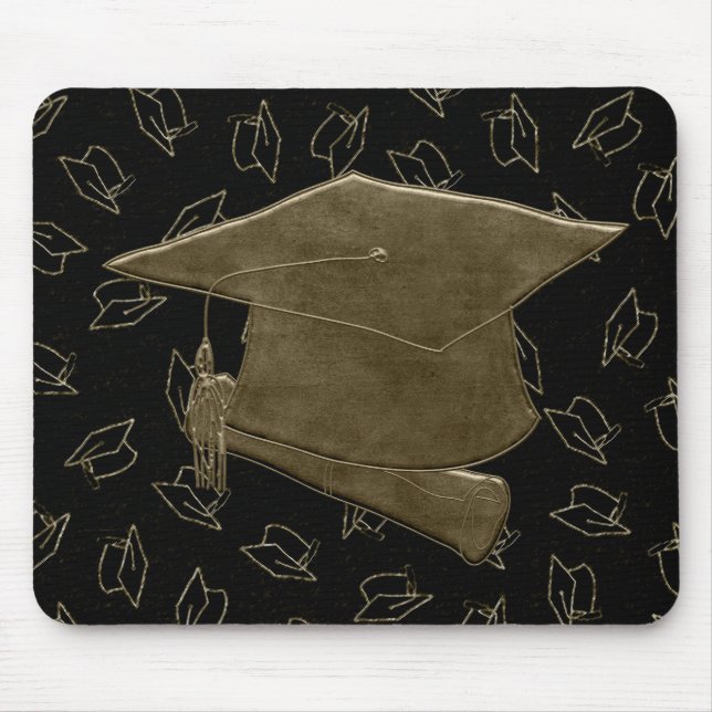Abschluss-Kappe und Diplom-Mausunterlage, Brown, Mousepad (Vorne)