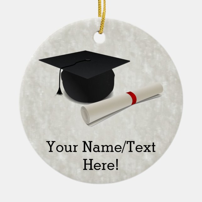 Abschluss-Kappen-Diplom kundengerecht Keramikornament (Vorne)