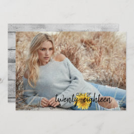 Abschluss-Karte für rustikale Weißholz-Sonnenblume Einladung