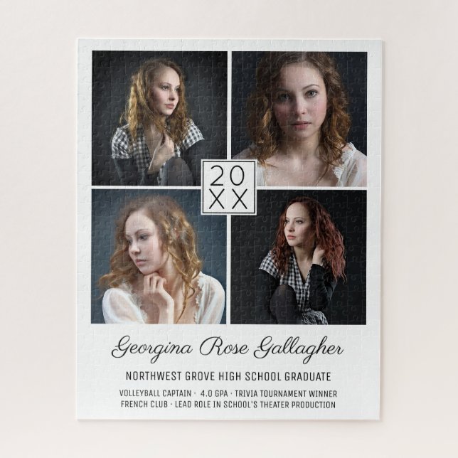 Abschluss Keepake Modern Foto Collage Classic Puzzle (Vertikal)