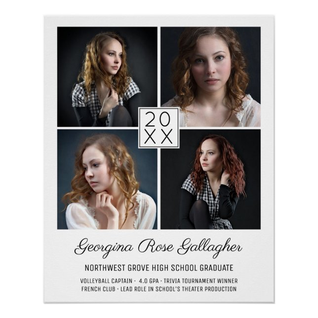 Abschluss Keepake Moderne Fotocollage Classic Poster (Vorderseite)