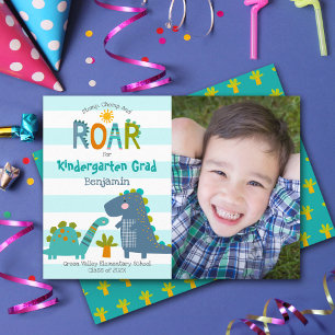 Abschluss Kindergarten Foto Dinosaurier Junge Süß Ankündigung