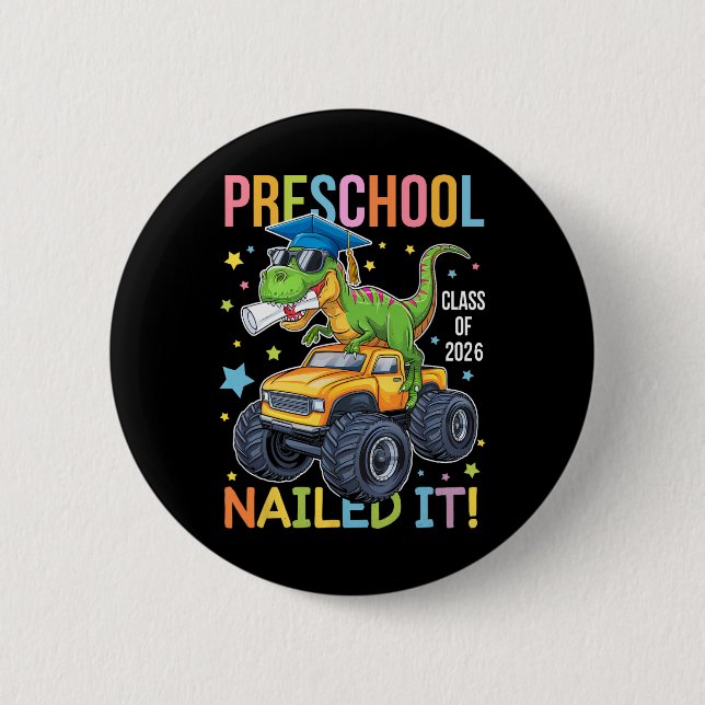 Abschluss Kindergarten Klasse 2025 Absolvent Dinos Button (Vorderseite)