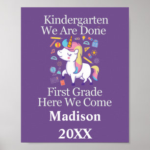 Abschluss Kindergarten zur ersten Klasse Einhorn P Poster