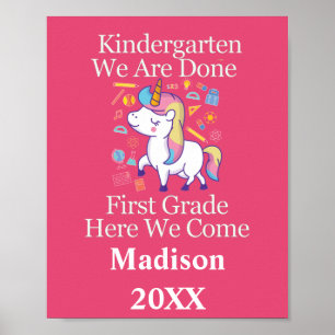 Abschluss Kindergarten zur ersten Klasse Einhorn  Poster