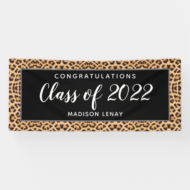 Abschluss-Klasse 2022 Leopard Personalisiert Banner (Horizontal)