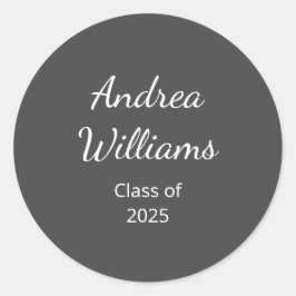 Abschluss-Klasse 2025 Rücksendeadresse Grau Runder Aufkleber