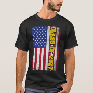 Abschluss-Klasse 2027 Senior American Flag T-Shirt