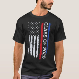 Abschluss-Klasse 2028 Senior American Flag T-Shirt