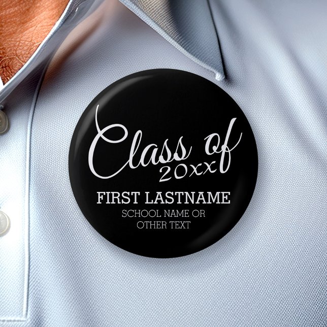 Abschluss-Klasse ADD JAHR Individuelle Name School Button (Custom Graduation Button)