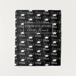 Abschluss-KLASSE für Foto-Name-Prop-Schwarz Wandteppich