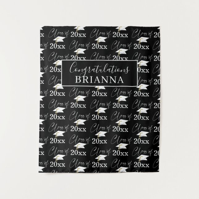 Abschluss-KLASSE Muster Foto-Prop Schwarz-weiß Wandteppich (Vorderseite)
