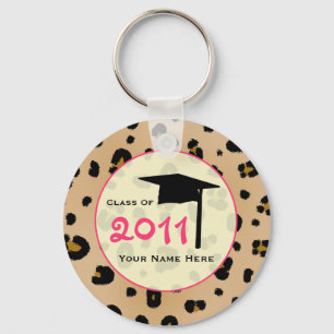 Abschluss-Klasse von 2011 - Leopard-Druck u. Rosa Schlüsselanhänger
