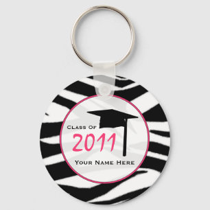 Abschluss-Klasse von 2011 - Zebra-Druck u. Rosa Schlüsselanhänger