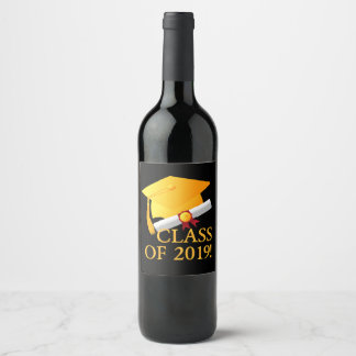 Abschluss-Klasse von 2019! Cap and Diploma Scroll Weinetikett
