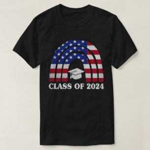 Abschluss-Klasse von 2024 Rainbow USA American Fla T-Shirt