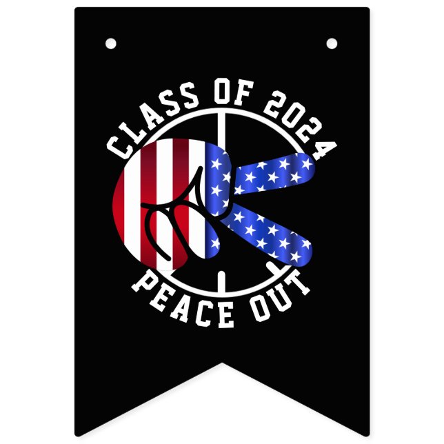 Abschluss-Klasse von 2025 Peace Out Graduate Party Wimpelkette (Erste Fahne)