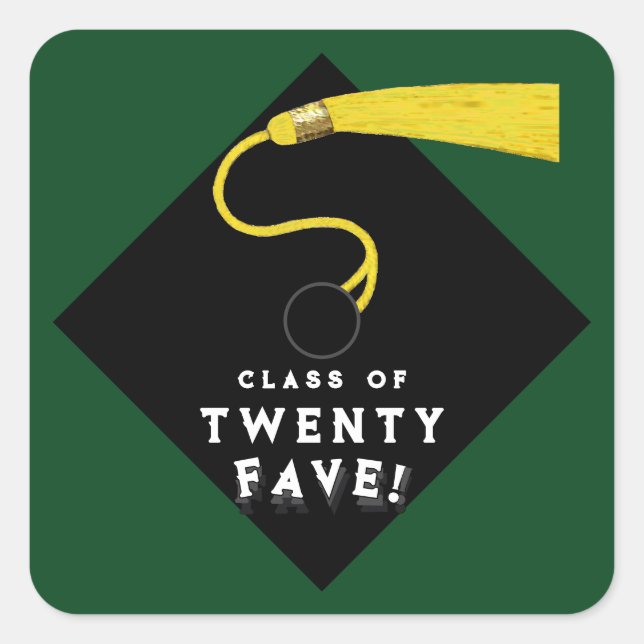 Abschluss-Klasse von 25 Grün Quadratischer Aufkleber (Vorderseite)