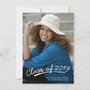 Abschluss-lässige weiße Skript-Foto-Mitteilung Ankündigung