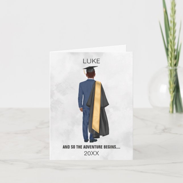 Abschluss Leavers Gown & Cap Man Feiertagskarte (Vorderseite)