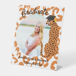 Abschluss Leopard Foto Sockelschild