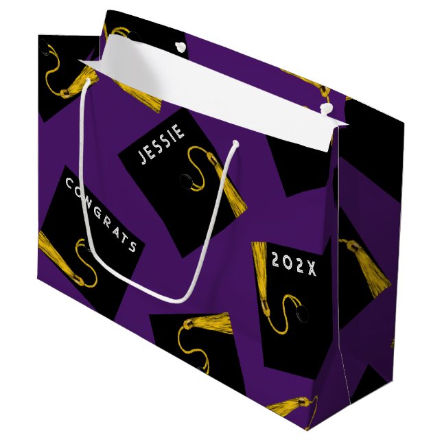 Abschluss Lila große Geschenktasche Geschenktüte (Vorderseite Schrägansicht)