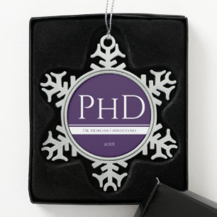 Abschluss Lila Name Jahr PhD Schneeflocken Zinn-Ornament