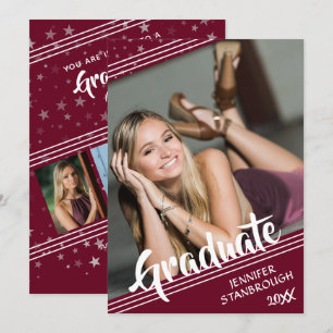 Abschluss, Linien und Sterne   Editierbare Farbe   Einladung