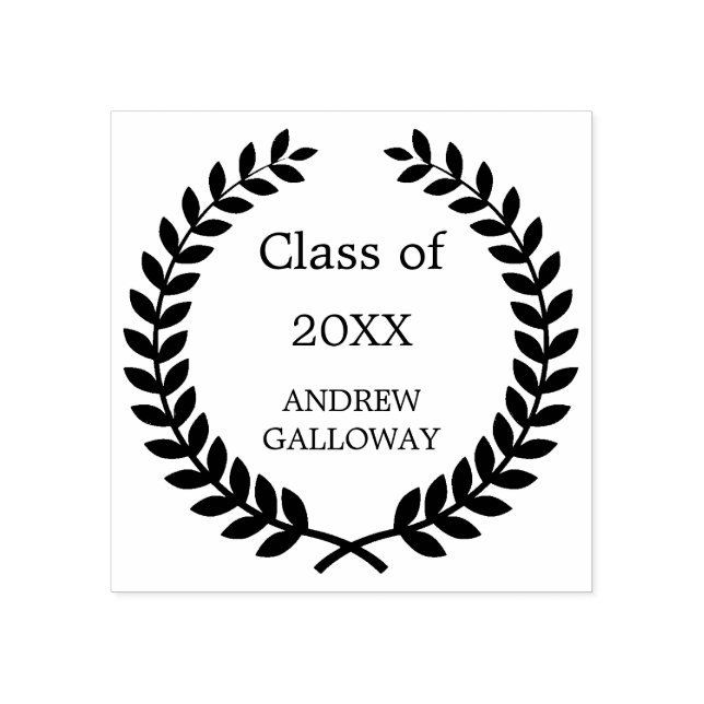 Abschluss-Lorbeer-Monogramm Gummistempel (Prägung)