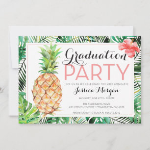 Abschluss Luau Ananas Tropisch mit Foto Invi Einladung