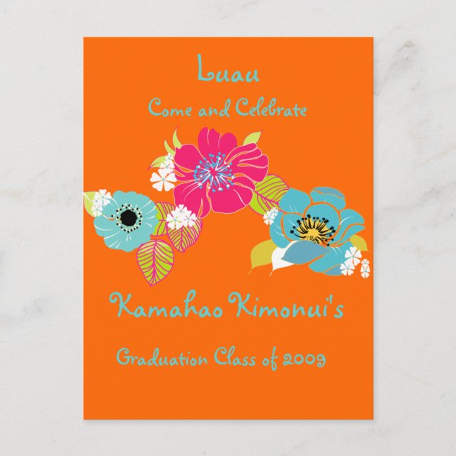 Abschluss Luau Einladungen/DIY Hintergrund Einladungspostkarte (Vorderseite)