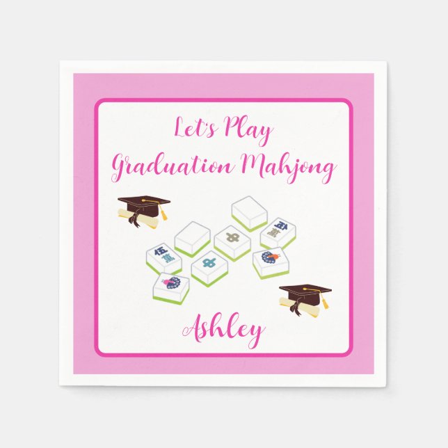 Abschluss Mahjong PERSONALISIEREN Serviette (Vorderseite)