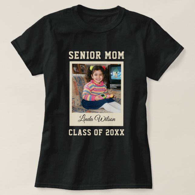 Abschluss-Mama benutzerdefiniertes Foto-Script-Nam T-Shirt (Design vorne)