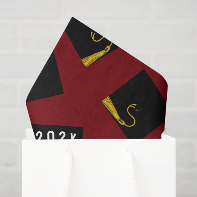 Abschluss Maroon 2025 Seidenpapier (Geschenktüte)
