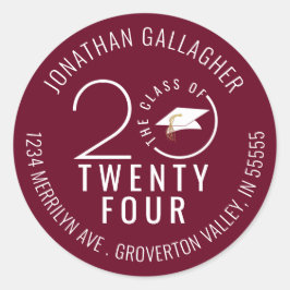 Abschluss Maroon Class Year Rücksendeadresse Runder Aufkleber