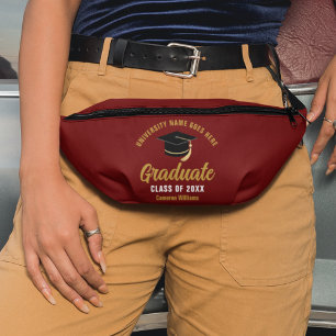 Abschluss Maroon Gold individuell 2026 Abitur Bauchtasche