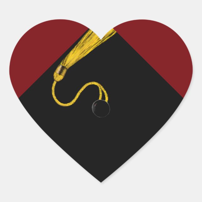 Abschluss Maroon Herz-Aufkleber (Vorderseite)