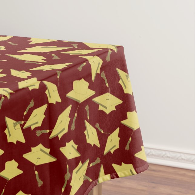Abschluss Maroon und Gold Caps Tischdecke (Beispiel)