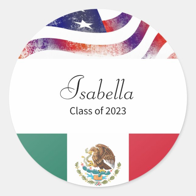 Abschluss Mexican American Class von 2023 Runder Aufkleber (Vorderseite)
