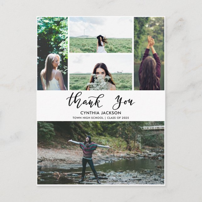 Abschluss Minimal Foto Vielen Dank Lässiges Script Postkarte (Vorderseite)