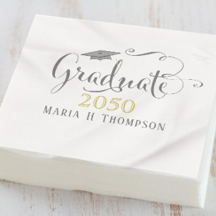 Abschluss Minimalistisch Modern Mortarboard Gold Serviette